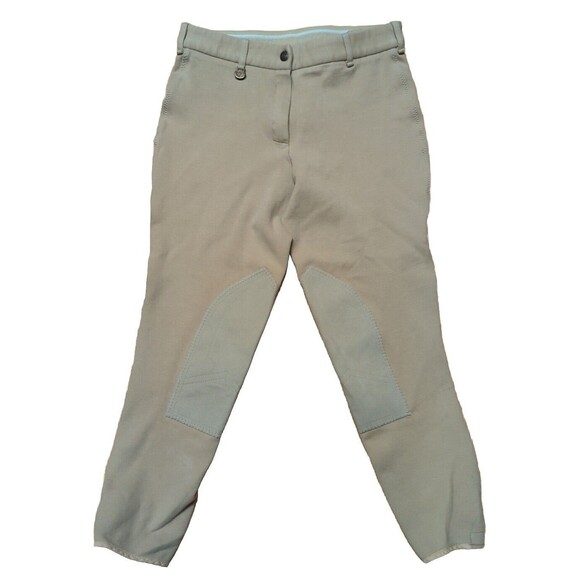 On Course Riding Breeches Size 26 Tan Adjustable Cuffs Elastic Stretch Horse - Picture 1 of 10